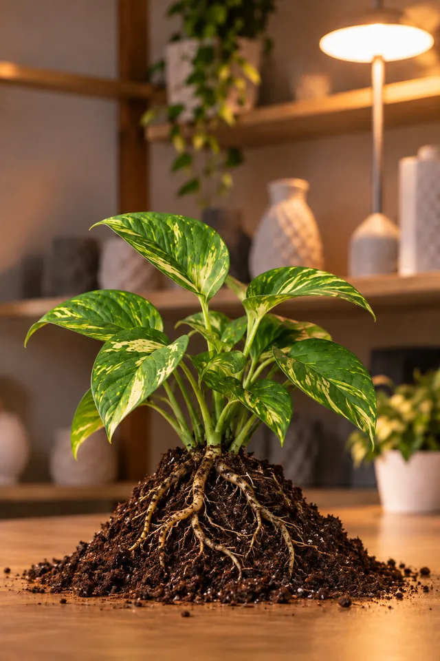 Planta con raíces que representa la pieza en fabricación